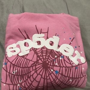 Pink Sp5der Graphic Hoodie on the 2XL